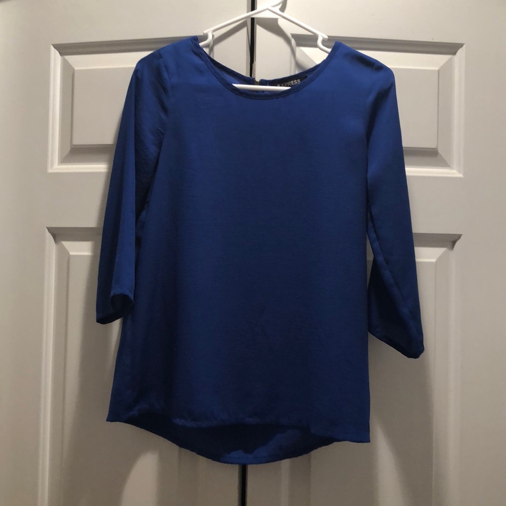Royal blue silky blouse